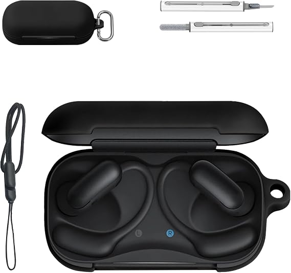 Case for Soundcore Aerofit 2 Pro Liquid Silicone Full-Body Protective Cover,Anti-Fingerprint,Dustproof,Shockproof,Skin-Friendly Texture(Black)