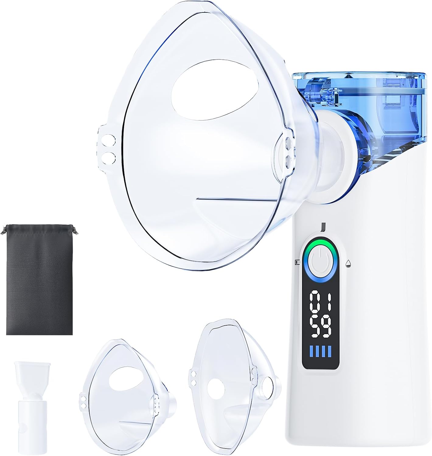 Nebuliser Machine for Adults, Kids and Babies - Quiet Nebulizer with Ultrathin Mist, Adjustable Modes, USB-C Rechargeable, Ideal for Travel and Daily Use (White)