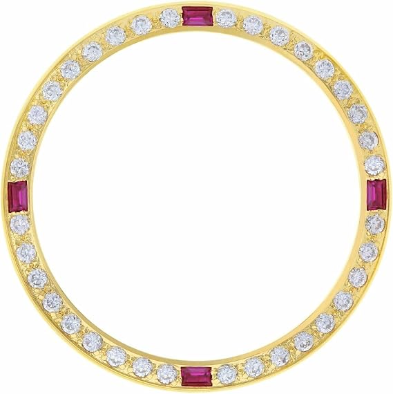 Ewatchparts Gold Plated Created Diamond Ruby Bezel Compatible With 36mm Men Rolex Datejust 16013 16233 16234