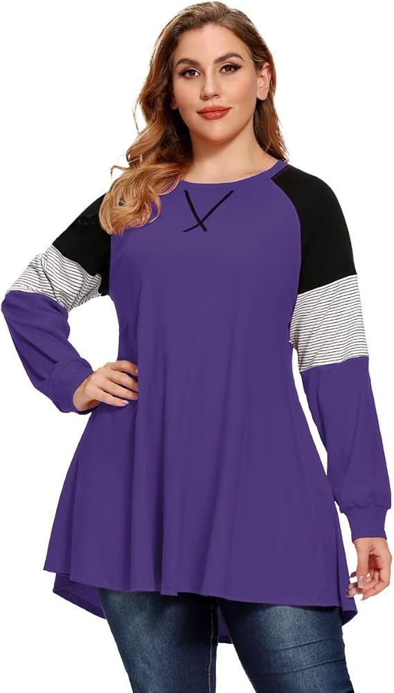 LARACE Plus Size Tops Women Pullover Sweatshirt Long Sleeve Tunic