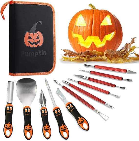 Unilove Halloween Pumpkin Carving Kit Professional and Heavy Duty Stainless Steel Tools (11PCS)