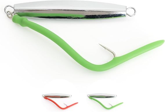 BLUEWING Diamond Jigs Fishing Saltwater Lure 1oz,2oz,3oz,4oz 1pc with Split Tube Tail and Stainless Steel Hook