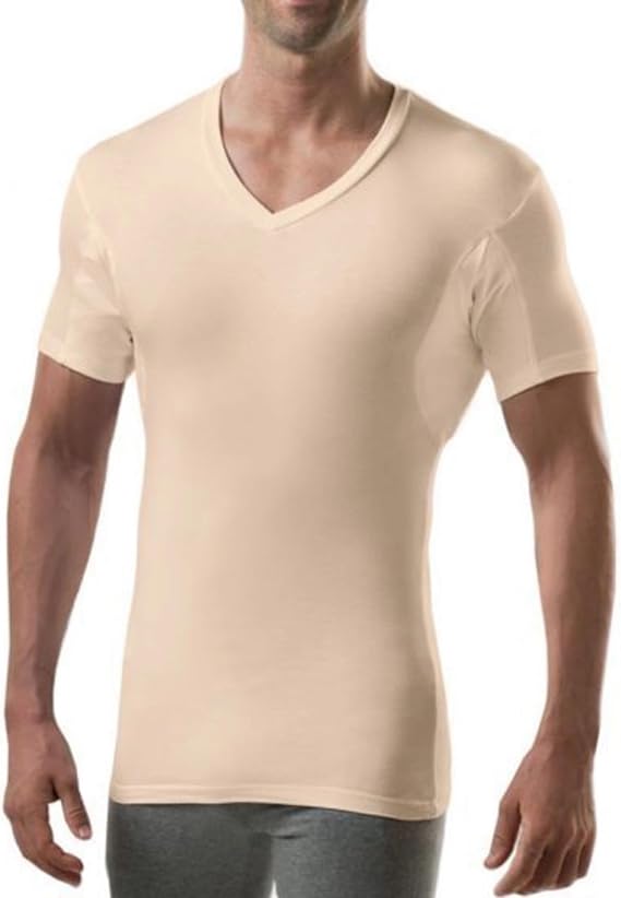 THOMPSON TEE Men's Sweatproof Undershirt - Rayon Blend V Neck - Slim Fit - with Sweat Pads
