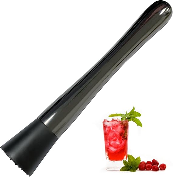 8 Inch Black Stainless Steel Muddler for Cocktails