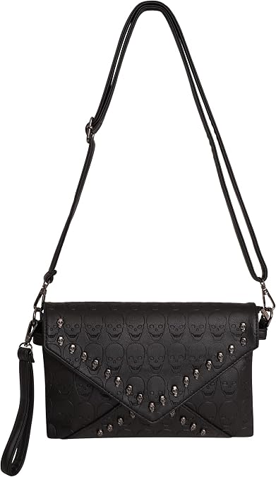 Ro Rox Women's Skull Shoulder Bag Punk Gothic Rivets PU Handbag
