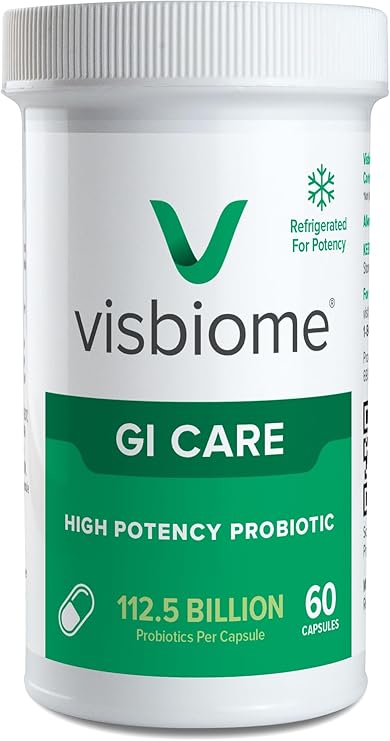 Visbiome GI Care High Potency Probiotic, 112.5B CFU, 60 Capsules | Original De Simone Formulation, Multi-Strain, Refrigerated Probiotics, Low FODMAP Certified, Gluten-Free, Made in USA