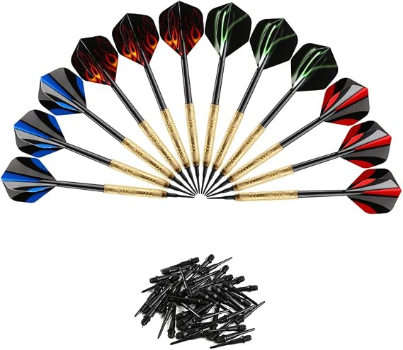 Accmor 12 Pcs Darts Plastic Tip, Soft Tip Darts Set, 14g Plastic Tipped Dart, Attach Extra 36 Black 2BA Replacement Tips, Soft Tip Darts for Electronic/Plastic Dartboard