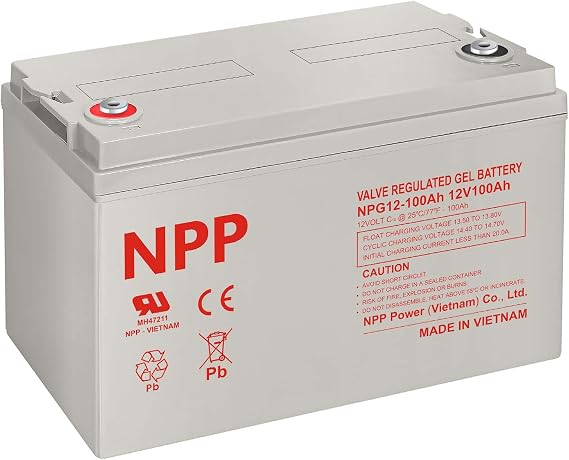 NPP NPG12-100Ah 12V 100Ah Gel Rechargeable Battery for PV Solar Panels,Smart Chargers Wind Turbine and Inverters,RV, Marine and Boat