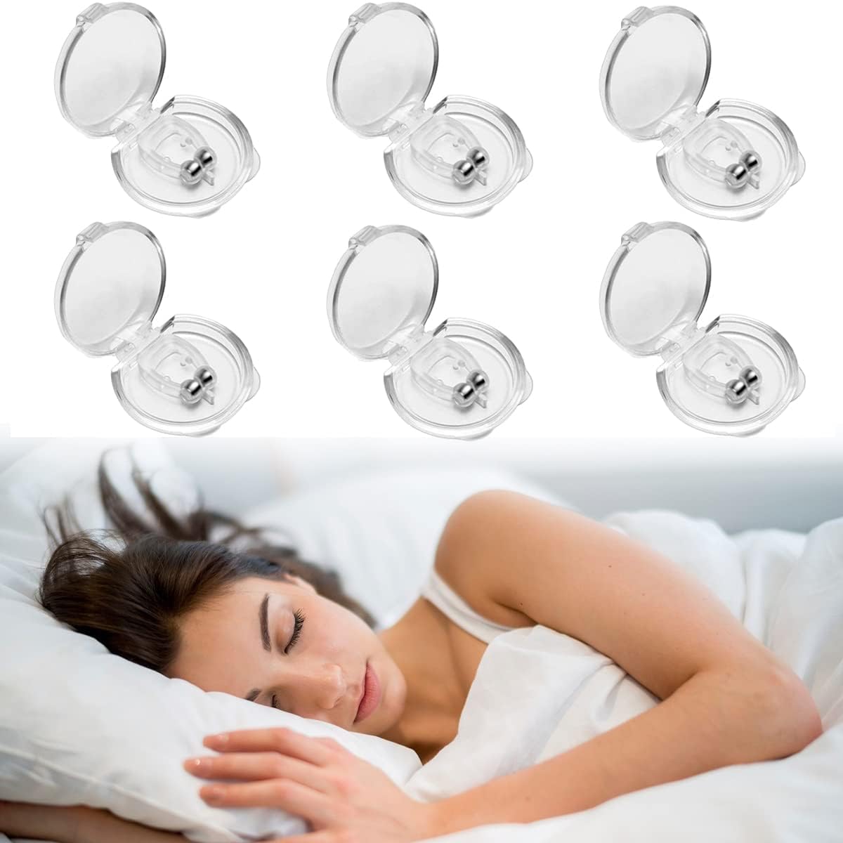 Anti Snoring Devices, 6 PCS Magnetic Anti Snore Clip Nasal Dilators, Snore Stopper Snoring Relief Reusable for Men/Women Removal of Noise While Sleeping