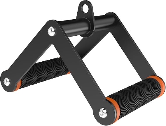 Fitarc Double D Row Handle Cable Attachment for Gym & Home Workouts, V Bar Cable Attachment with Non-Slip Grips, Orange