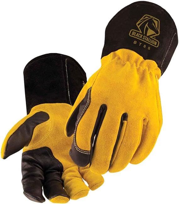 BSX Premium 3 Kidskin Finger Cowhide Back TIG Welding Gloves - BT88 LARGE