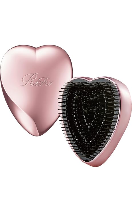 ReFa Heart Brush, Rose Gold Hair Brush, Detangling and Polishing Bristles, Portable Hair Brush