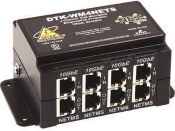 Ditek DTK-WM4NETS 4 Channel Wall Mount Poe Ethernet Surge Protector