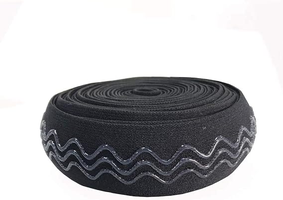 XMF Zig Zag Wave Silicone Backed Gripper Elastic Webbing Elastic Band for Garment - 5 Yards per roll (38mm)