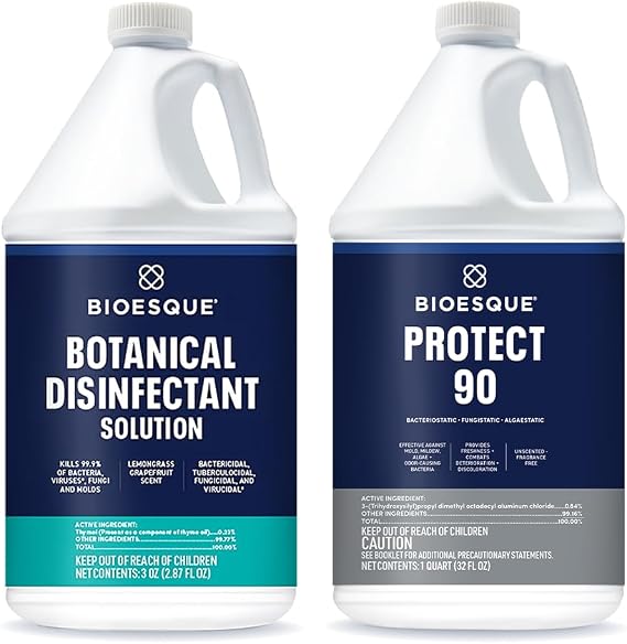 Bioesque Botanical Disinfectant Solution and Protect 90 Bundle, Heavy Duty Broad-Spectrum Disinfectant, Bacteriostatic, Fungistatic, Algaestatic Formula,1 Gallon (Pack of 2)