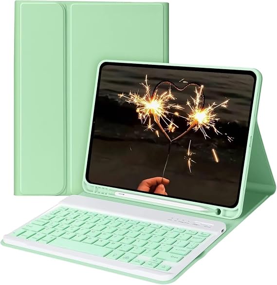 Keyboard Case for iPad mini 5/4/3/2/1 (7.9-Inch, 2019/2015/2014/2013/2012 Model) with Keyboard-Backlit Detachable, Folio Cover with Pencil Holder with Auto Sleep/Wake Function Mint Green