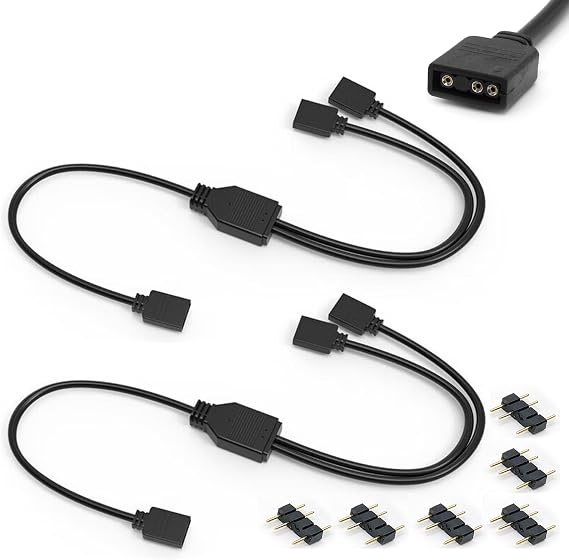 OPSFALCON ARGB Splitter Cable, 5V 3 Pin Addressable RGB Splitter Cable with 3 Pin Connector for Computer Chassis, 1 to 2 ARGB Extension Cable, 11.8 Inches, 2 Pack