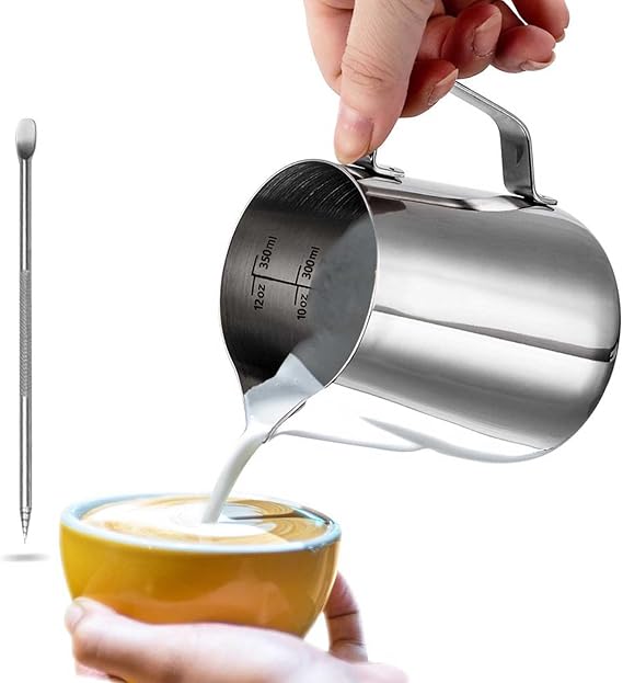 Dailyart Milk Frother Jug 350ml/12oz Milk Jug for Coffee Machine