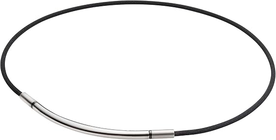 Phiten Necklace RAKUWA Neck Metax Round Stiff Shoulder 15.7 inch 40 cm (Silver/Black 50cm)