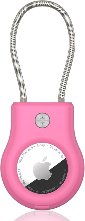 SCALLOP Airtag Keychain Holder, Air Tag Lock Case Holders with Wire Cable, Sturdy Protection Airtag Key Chain, Compatible Apple Airtag for Key Ring,Keys, Luggage