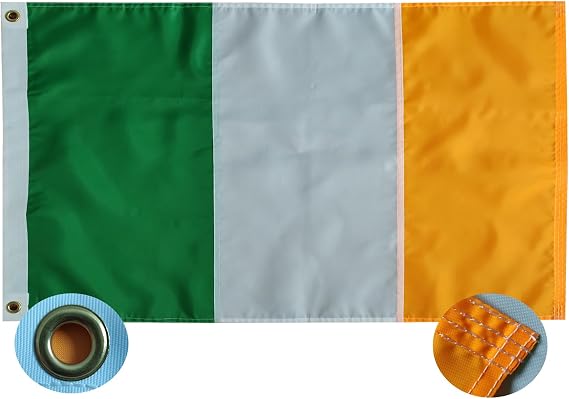 Ireland Flag 3x5Ft- Irish National Flag Sewn Stripes Premium Irish Flags Outdoors Indoors 210D Heavy Duty Oxford With Brass Grommmets