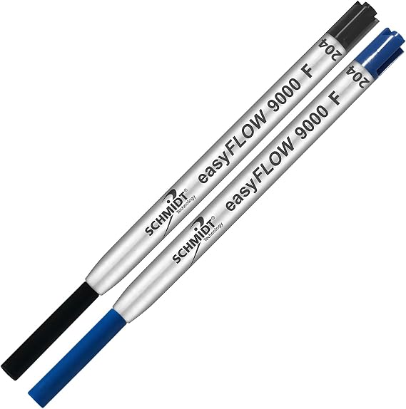 Imprinted Schmidt easyFLOW9000 Ballpoint Refill- Black & Blue Ink, Fine Tip 0.8mm - Pack of 2