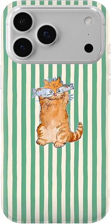 iPhone 17 Pro Max ile Uyumlu, Balık Gözlü Kedi Desenli, Şeffaf Telefon Kılıfı