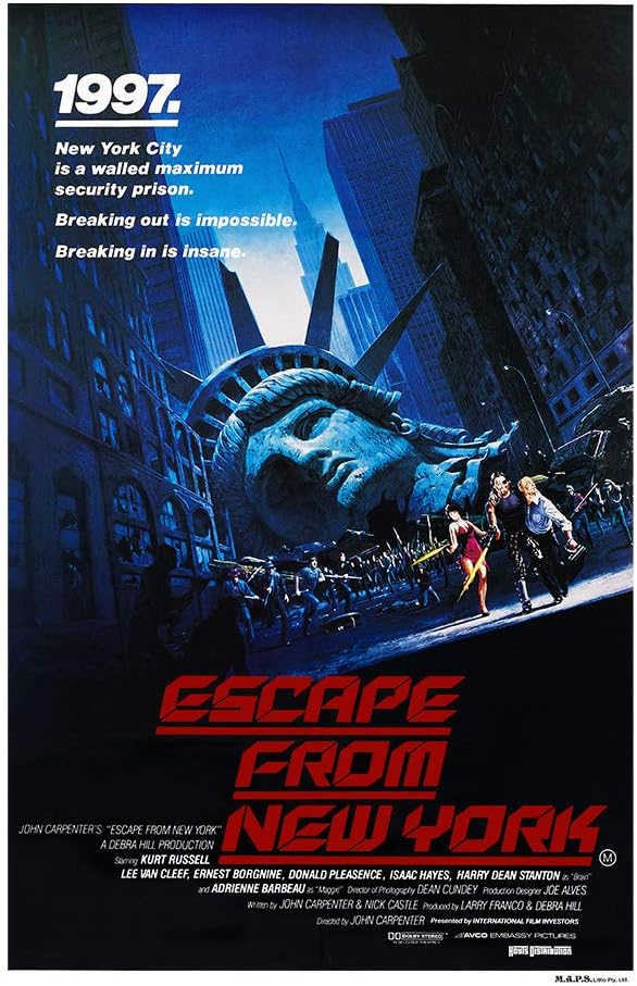Escape from New York Kurt Russell, Adrienne Barbeau, 1981 Movie Poster - Size 24 X 36 - This is a Certified Poster Office Print with Holographic Sequential Numbering for Authenticity