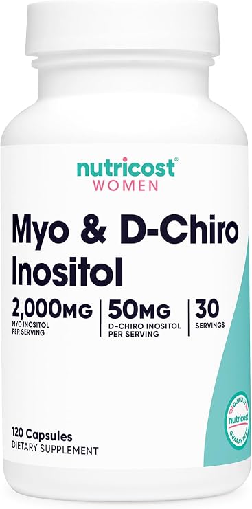 Nutricost Myo Inositol & D-Chiro Inositol for Women, 120 Capsules, GMO-Free | 2000mg Myo & 50mg D-Chiro Per Serving, 30 Servings, Vegetarian Friendly, Gluten Free