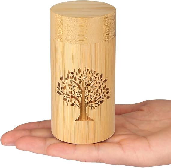 Small Urns for Human Ashes Keepsake with Tree of Life Pattern,Small Cremation Urns for Human Ashes Adult Male Female,Bamboo Scattering Tubes for Human