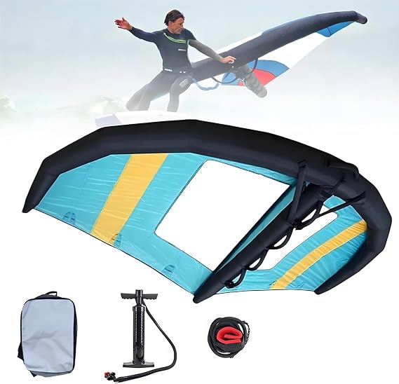 Inflatable Surfboard for Windsurfing and Wing Surfing, Portable Surfboard Sail, Handheld Foil Wing Kite for Water Features and Snow Ski Surfing