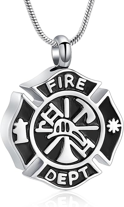 memorial jewelry Firefighter Fire Dept Round Cremation Pendant Cremation Jewelry for Ashes