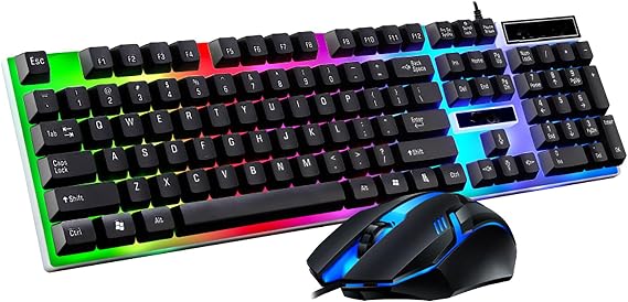 Gaming Keyboard and Mouse Wired 60 Percent Keyboard Light Up Keyboards
