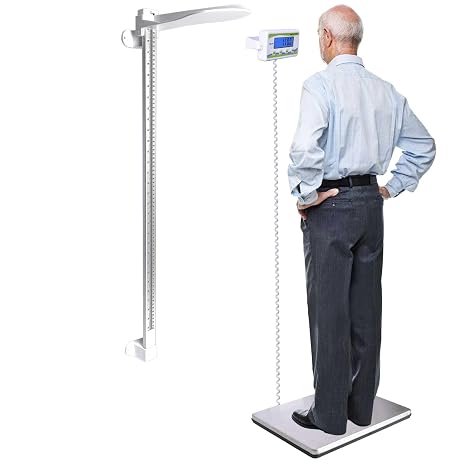 Extra Wide Medical Scale & Wall Stadiometer Bundle - 440 lb/200 kg Capacity, 24-82 in Height Rod - Heavy Duty Weight & Height Measure for Home, Office, Hospital, Gym