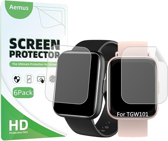 Screen Protector Compatible for DIVElink Smart Watch 1.83" (6 Pack) Clear TPU Soft Film Compatible for JeeJTek TGW101 Screen Protector