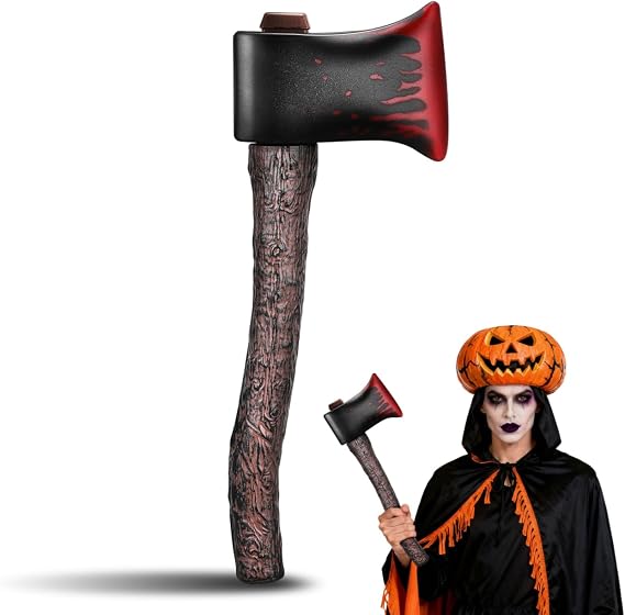 HANABASS Halloween Bloody Axe Prop Plastic Fake Axe Model Halloween Cosplay Costume Props Scary Decorations Plastic Hatchet
