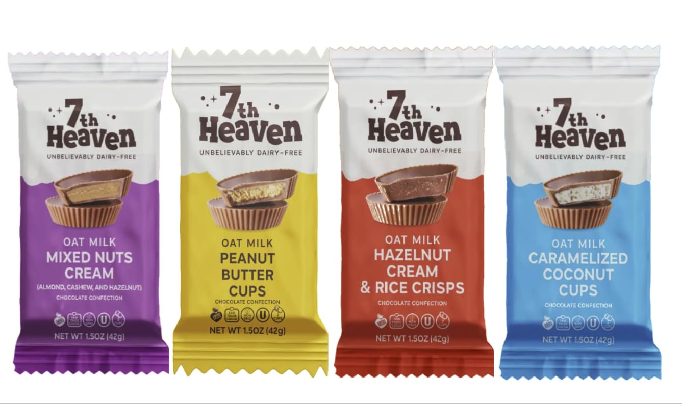 7th Heaven, Vegan Chocolate Mixed Nuts Cups Variety - 8 Packs - Vegan, Dairy Free, Fair Trade Cocoa