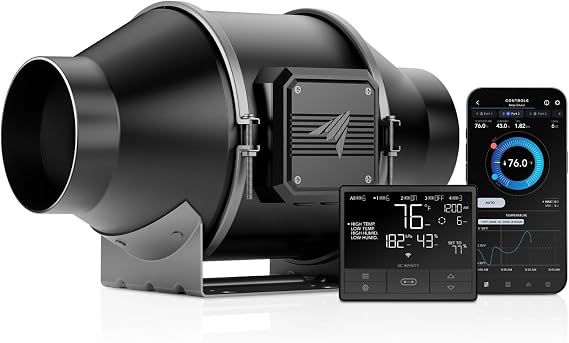 AC Infinity CLOUDLINE T4, Quiet 4 Inline Duct Fan w/Environment Controls