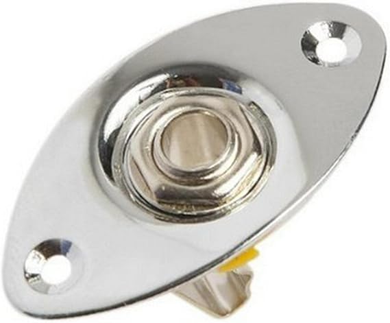 Guitar Jack Socket, Accessories Electric Guitar Bass k Socket 1/4" Output Input Jack Cover Plate with 2 Mounting Screws(COLOR:Silver)