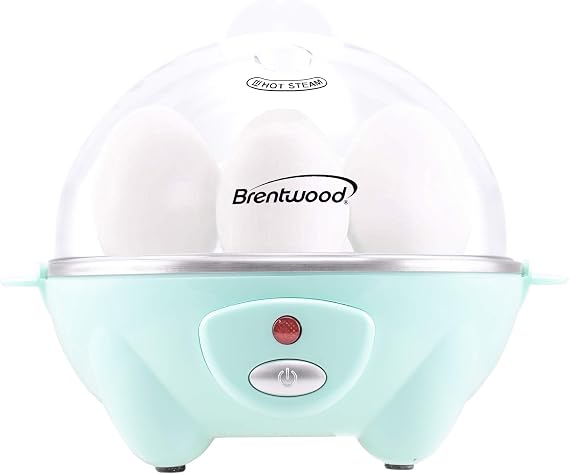 Brentwood TS-1045BL Electric 7 Egg Cooker with Auto Shut Off, Blue