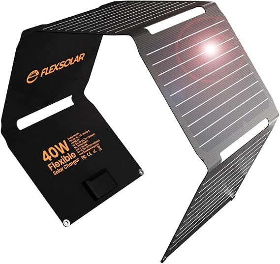 Flexsolar 40W Solar Panel, Small, USB-C/USB-A/DC Output, Solar Charger, Foldable, Thin, Ultra Lightweight Solar Panel, Waterproof, Dustproof, Earthquake, Disasters, Power Outages, Camping, Outdoors