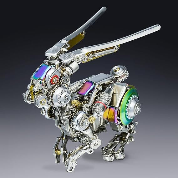 Metalkitor 3D Metal Puzzles for Adults, Cyberpunk Rabbit Mechanical Model DIY Ornament - Assembly Jigsaw Crafts Brain Teaser - Perfect Desk Decor and Gift Choice(200+PCS)