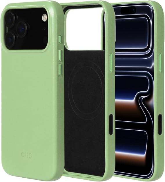 alto Case Compatible with iPhone 17 Pro Max 2025, Magnetic Italian Leather Case Compatible with Apple MagSafe, Clop Series Drop Protective Case (iPhone 17 Pro Max, 6.9 inch, Moss Green)