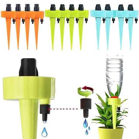 Self Watering Spikes,Plant Waterer,New Upgraded Plant Watering Devices, Automatic Vacation Drip Irrigation Watering Bulbs Globes Stakes System with Slow Release Control Valve Switch (12pcs)
