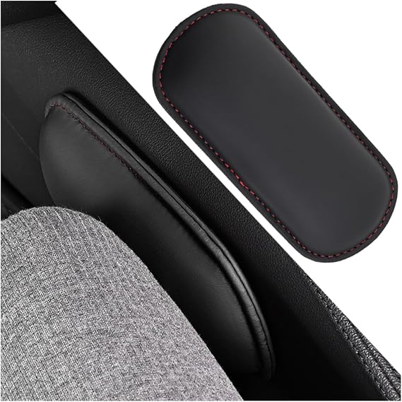 Mandark Leather Memory Foam Car Knee Cushion Pad, Black/Red