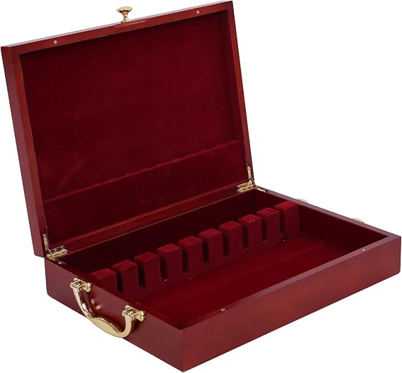 Silverware Storage Box Elegant Flatware Wooden Organizer Case | Tarnish-Proof Felt Lining, Holds 12 Sterling Silver Cutlery Sets