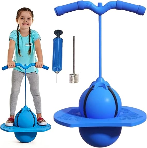 Children's Balance Jumping Ball,Balance Jumping Ball for Kids,Pogo Balls Bouncing Balls with Handle,Moon BounceBall Up To 600 Lb Fun Challenge Bounce Toys for Balances Training Coordination,Blue