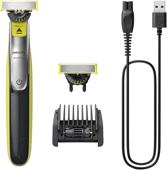 PHILIPS Shaver OneBlade 360 Face, Hybrid Electric Beard Trimmer and Shaver with 5-in-1 Face Stubble Comb QP2730