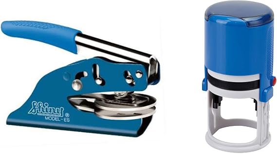 Corporate Seal Embosser and Self Inking Stamp | Combo (Blue, 2-Items)