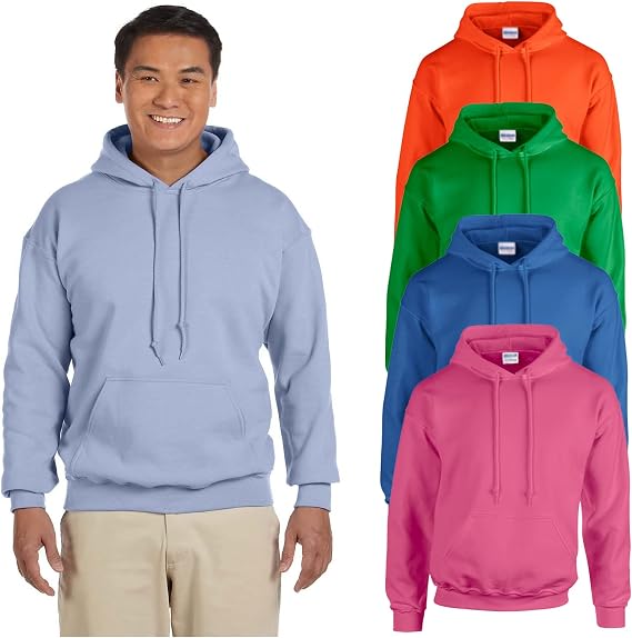 AquaGuard Mens Fleece Hooded Pullover Sweatshirt with Pockets, 2|4|6 Create Your Custom Multipack SET of 4 Multicolor